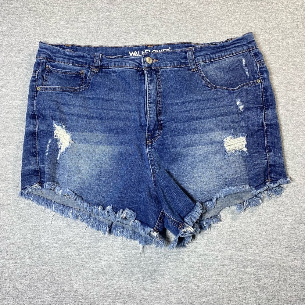 Wallflower Jean Shorts Women 20W Fearless Curvy Super Hi Rise Cut-Off Distressed
